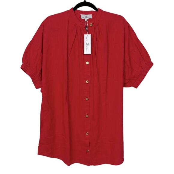 Never A Wallflower Red Elastic Sleeve Peasant Dress women’s size xs NWT - Picture 1 of 6